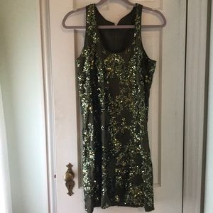 Green sequined J crew dress